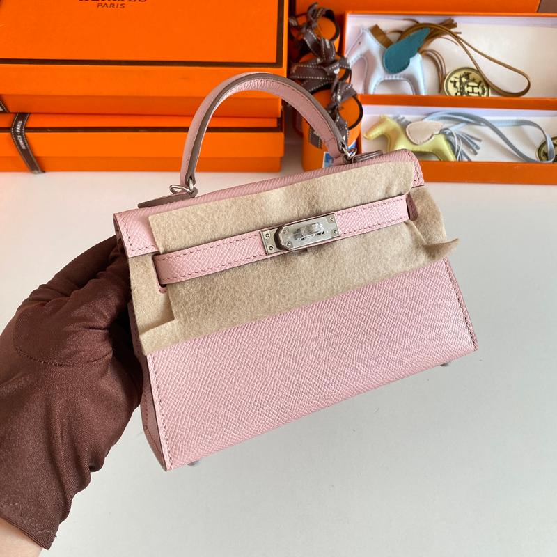 Hermes Kelly Mini second-generation 22EP 3Q cherry blossom pink silver buckle
